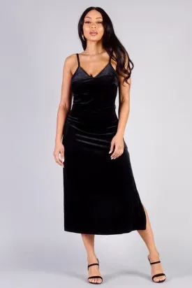 SEXY VELVET SIDE SLIT SLIP DRESS