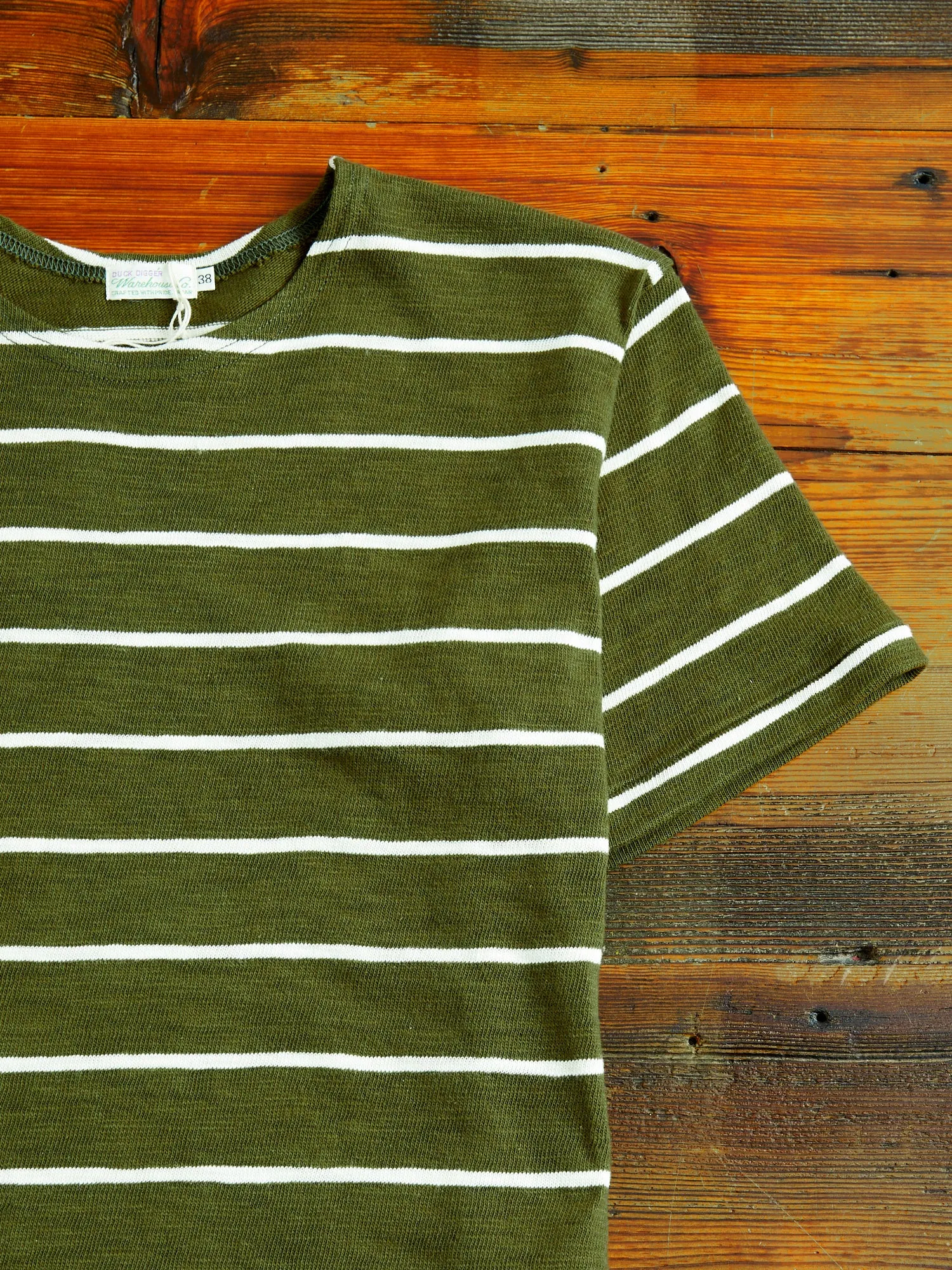 4087 Loopwheel Stripe Tee in Green