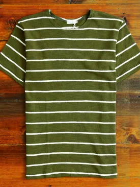 4087 Loopwheel Stripe Tee in Green