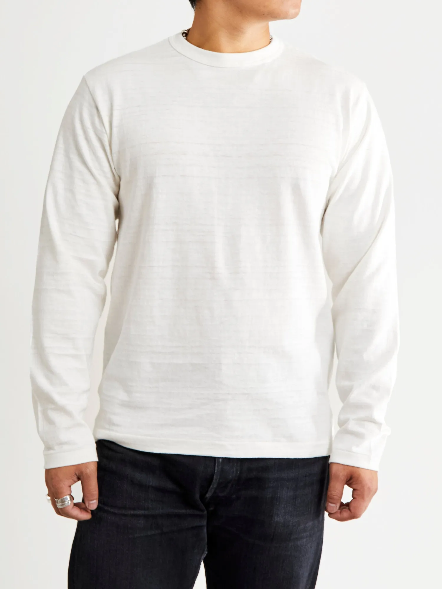 5906 Loopwheel Long Sleeve Tee in Off White