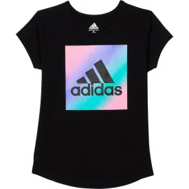 Adidas Big Girl's Rainbow Logo Graphic Pint Cotton Active T-Shirt