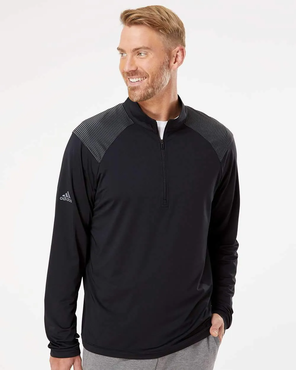 adidas - Men's Shoulder Stripe Quarter-Zip Pullover