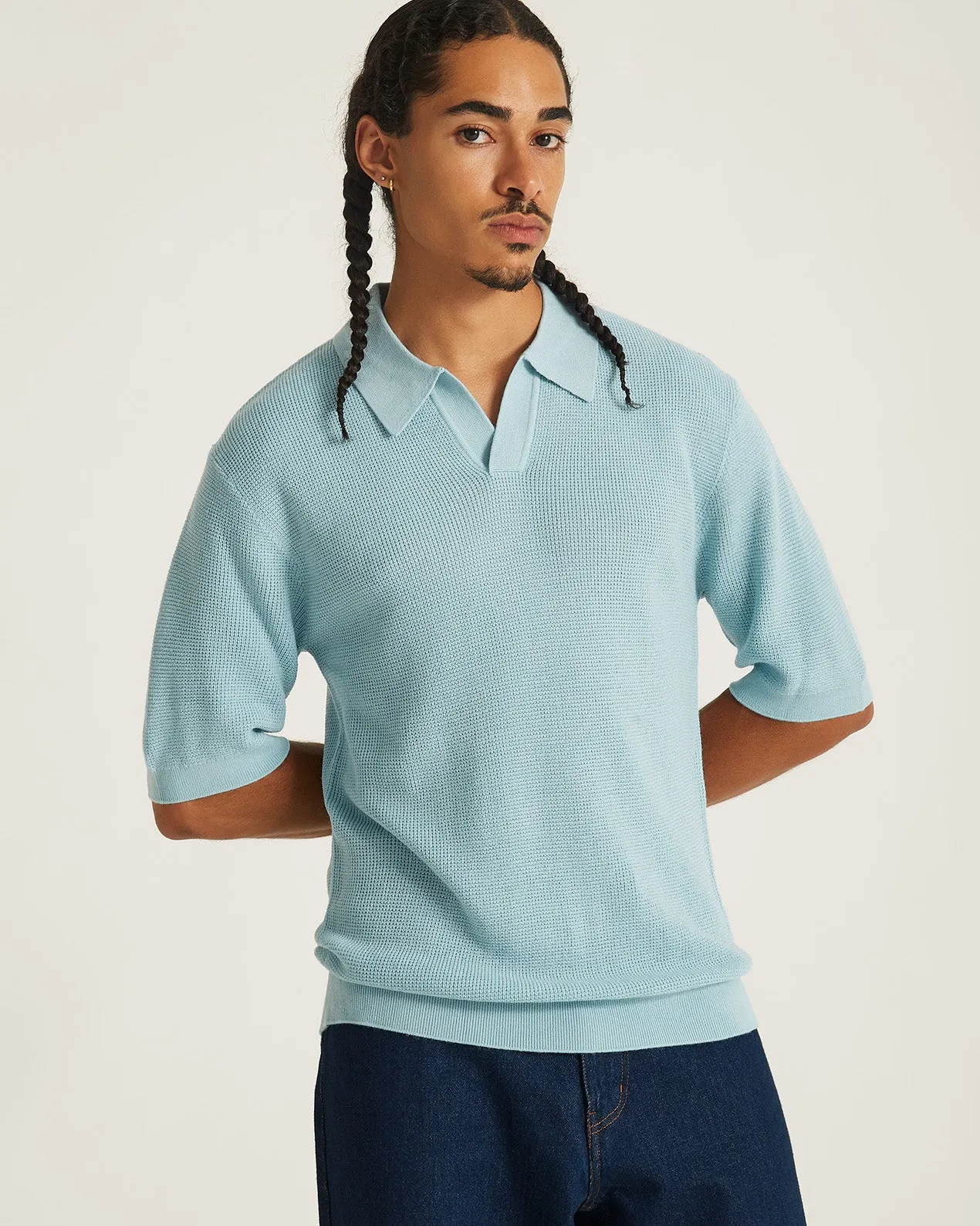 Alex Merino Wool Open Placket Polo