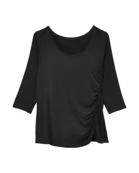 Alexandra Asymmetrical Rouched Top | Black