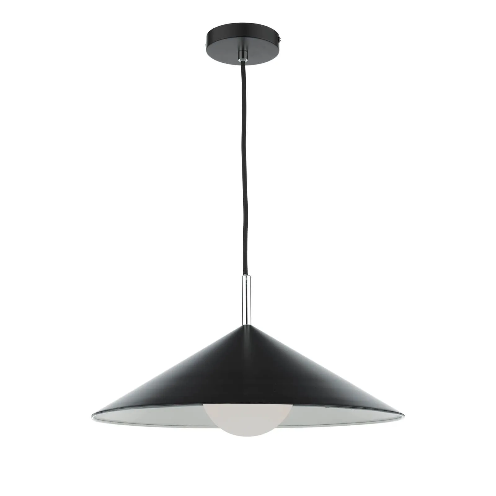 Apex 1 Light Single Pendant Matt Black Polished Chrome