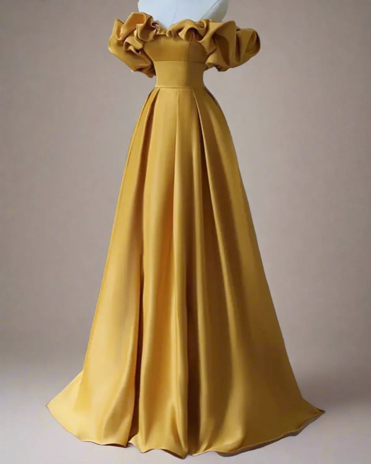 Aria Yellow Strapless Bardot Ball Gown