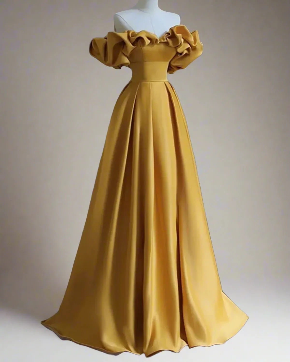 Aria Yellow Strapless Bardot Ball Gown