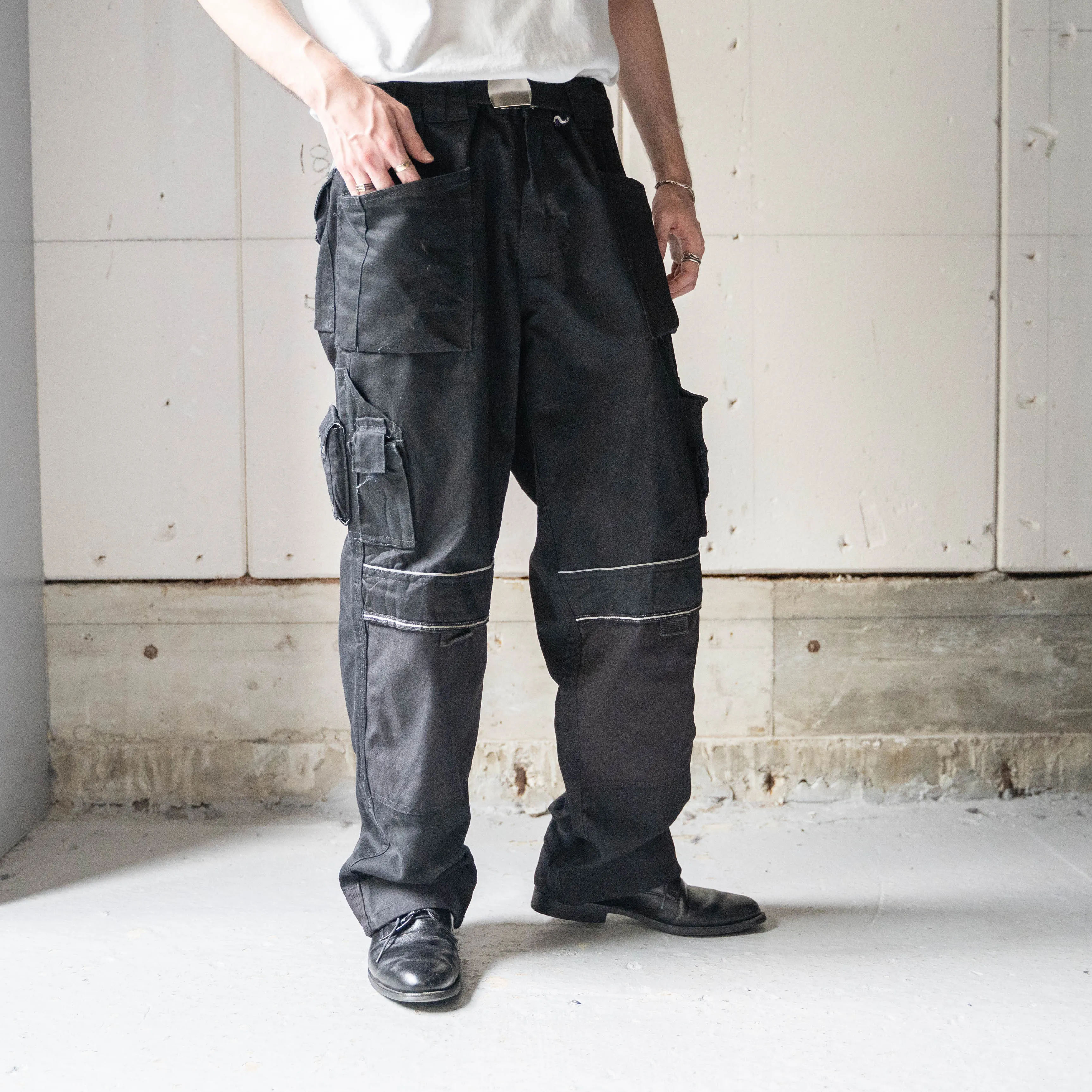 around 1990s Germany black color gimmick work cargo pants