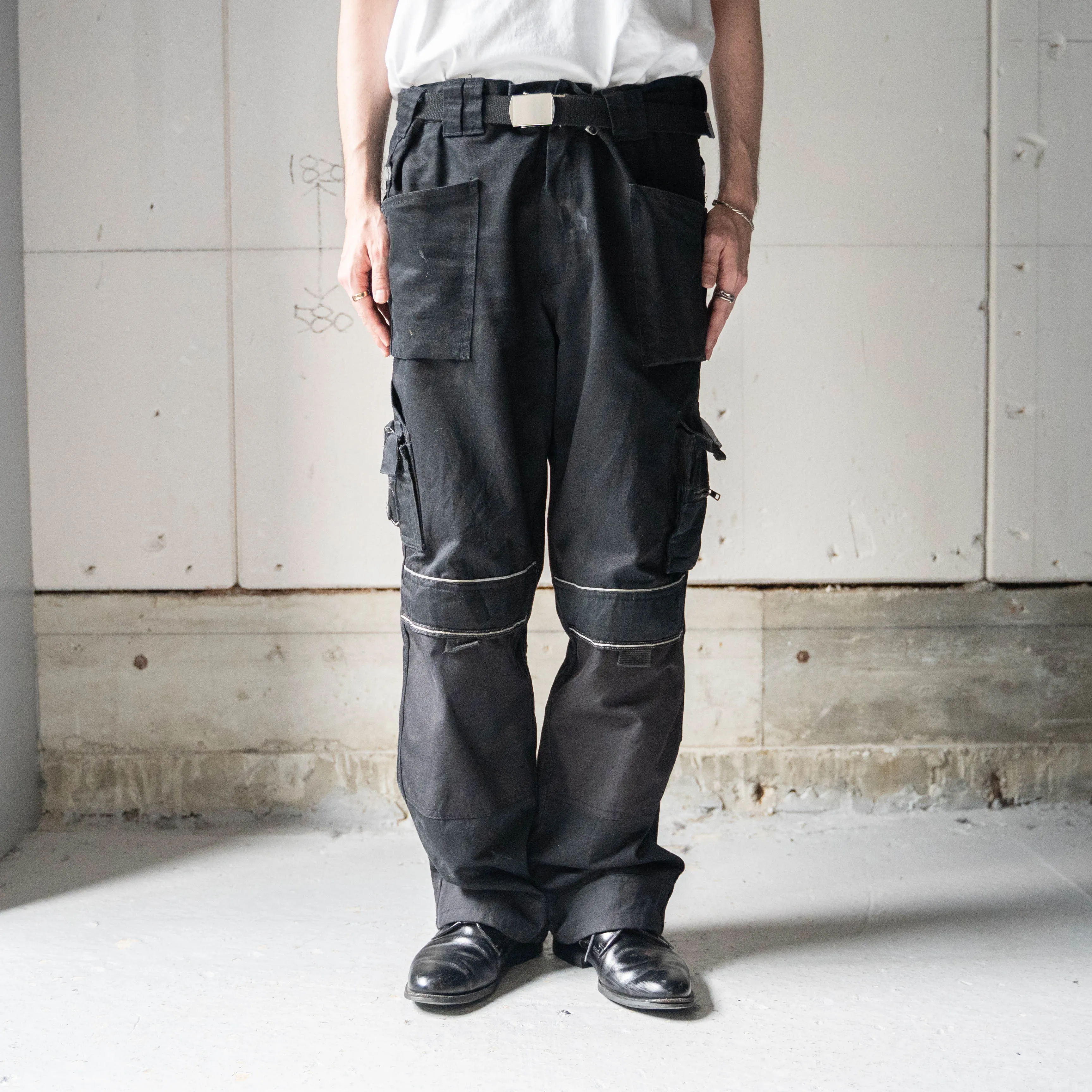 around 1990s Germany black color gimmick work cargo pants