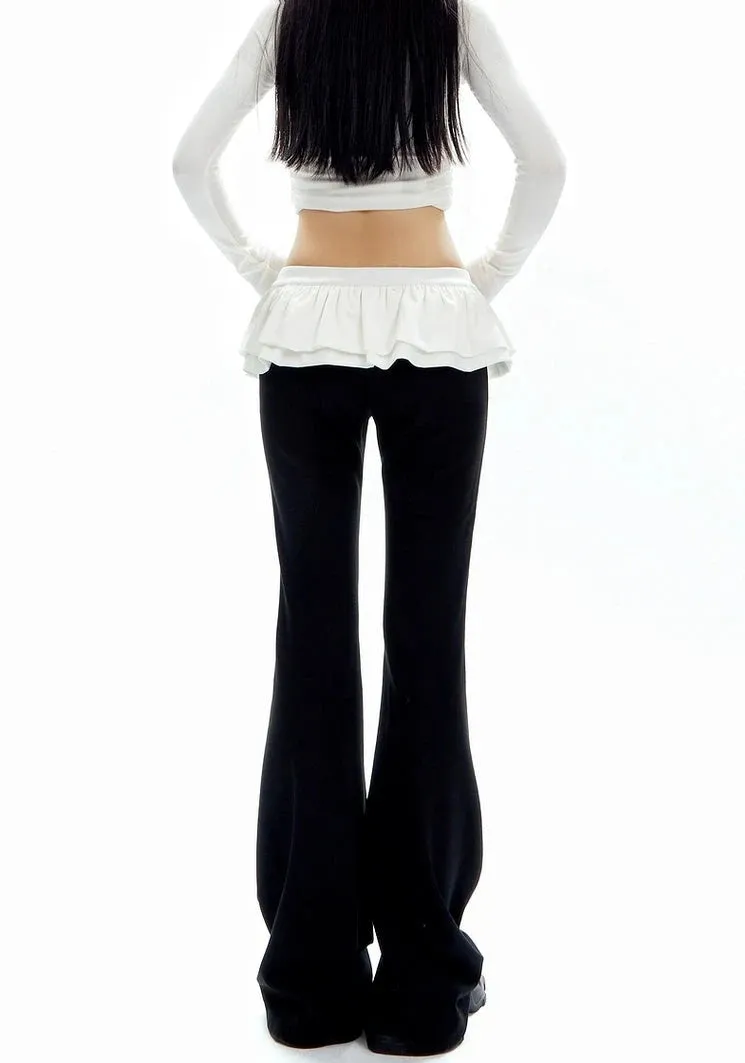 Bell Bottom Ruffle Waistband Skirt-Pants