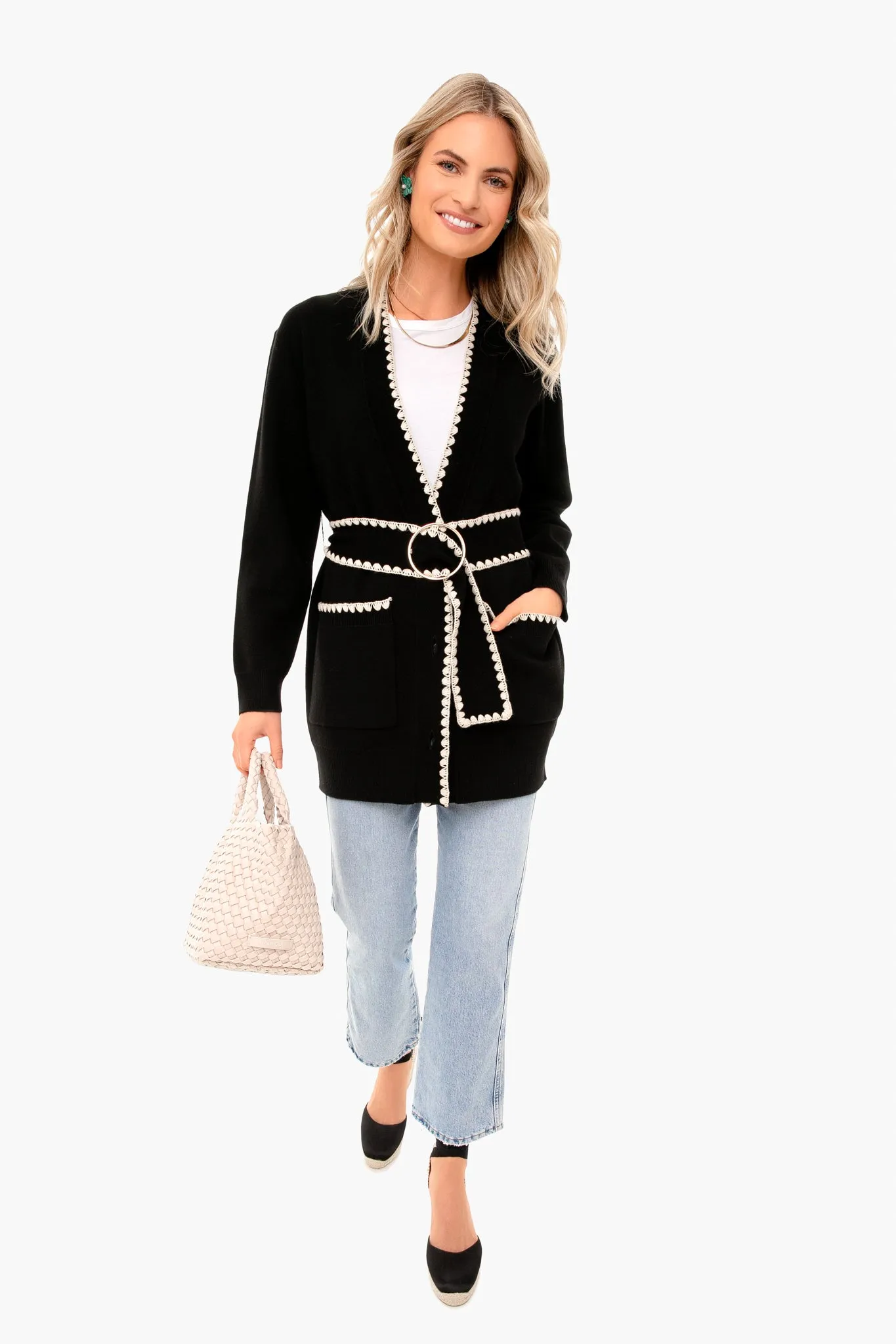 Black Belted Cardigan