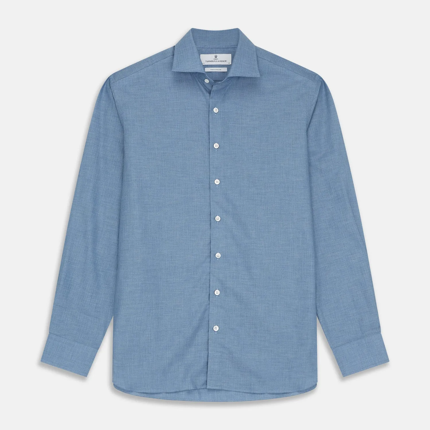 Blue Tailored Fit Shirt with Kent Collar and 2-Button Cuffs