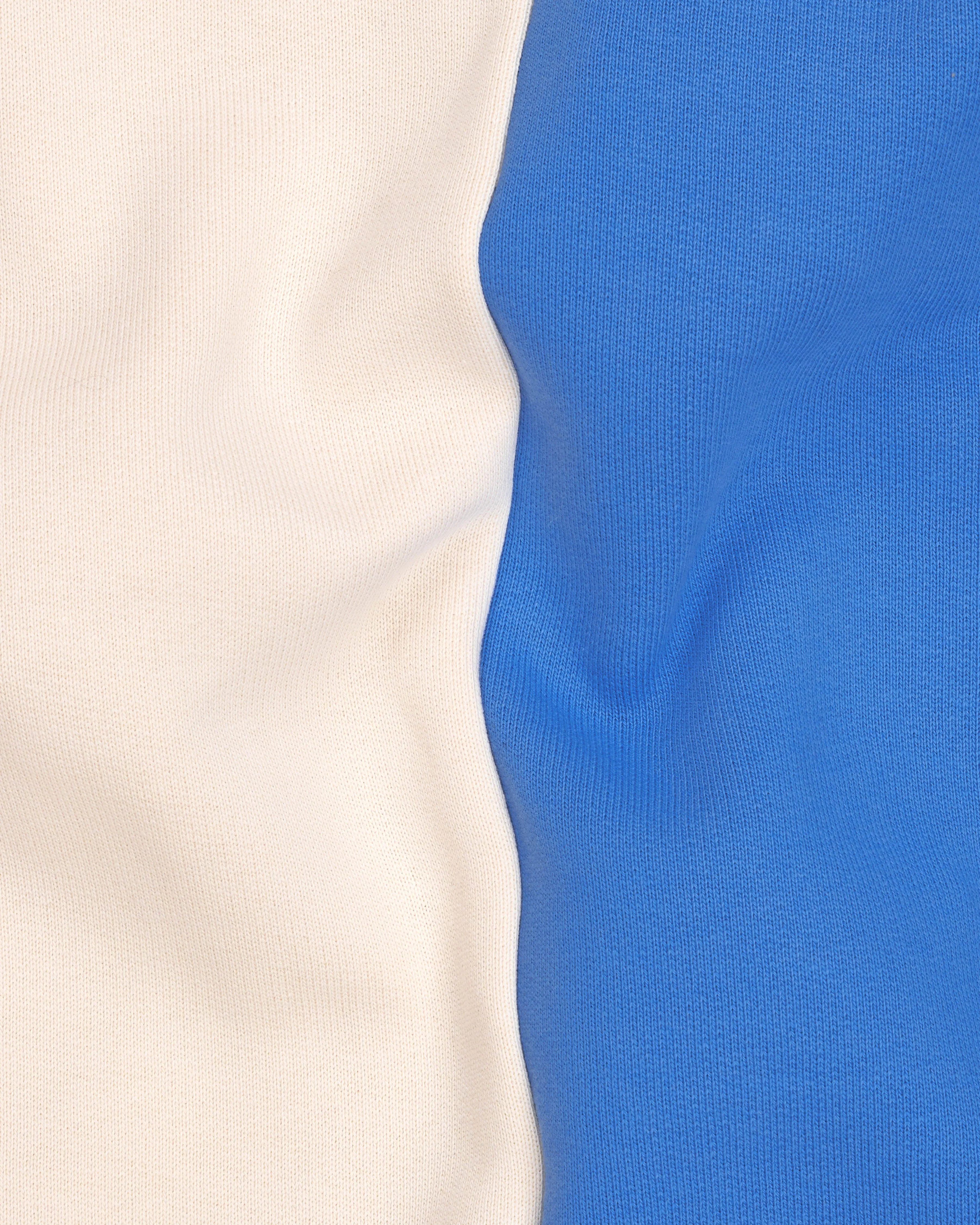 Blue With Cream Half and Half Full Sleeve Premium Cotton Heavyweight Hooded Sweatshirt