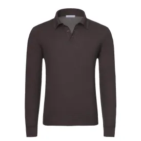 Cashmere and Silk Sweater Polo Shirt in Wild Brown