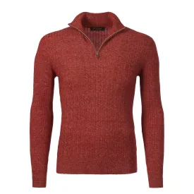 Cashmere, Linen and Silk-Blend Cable-Knit Sweater in Red