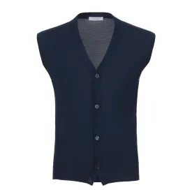 Cashmere Sleeveless Gilet in Dark Blue