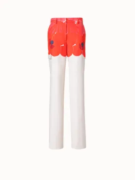 Cotton Silk Double-Face Cargo Pant with Poppy Print