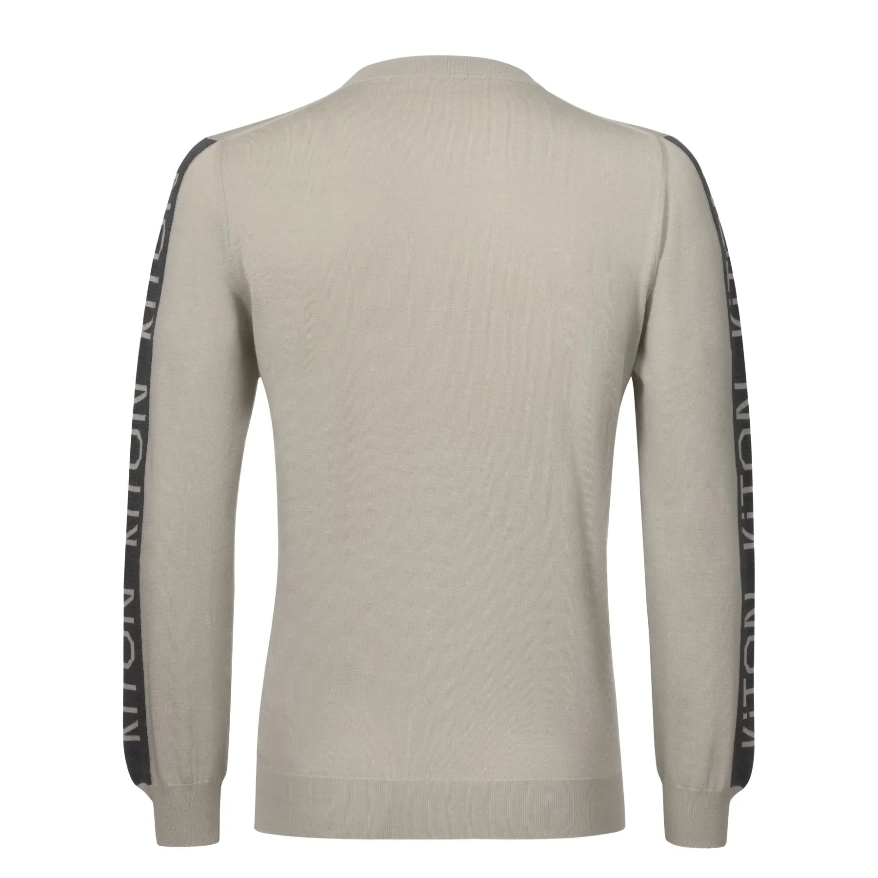 Crew-Neck Logo-Print Jersey Sweater in Light Grey