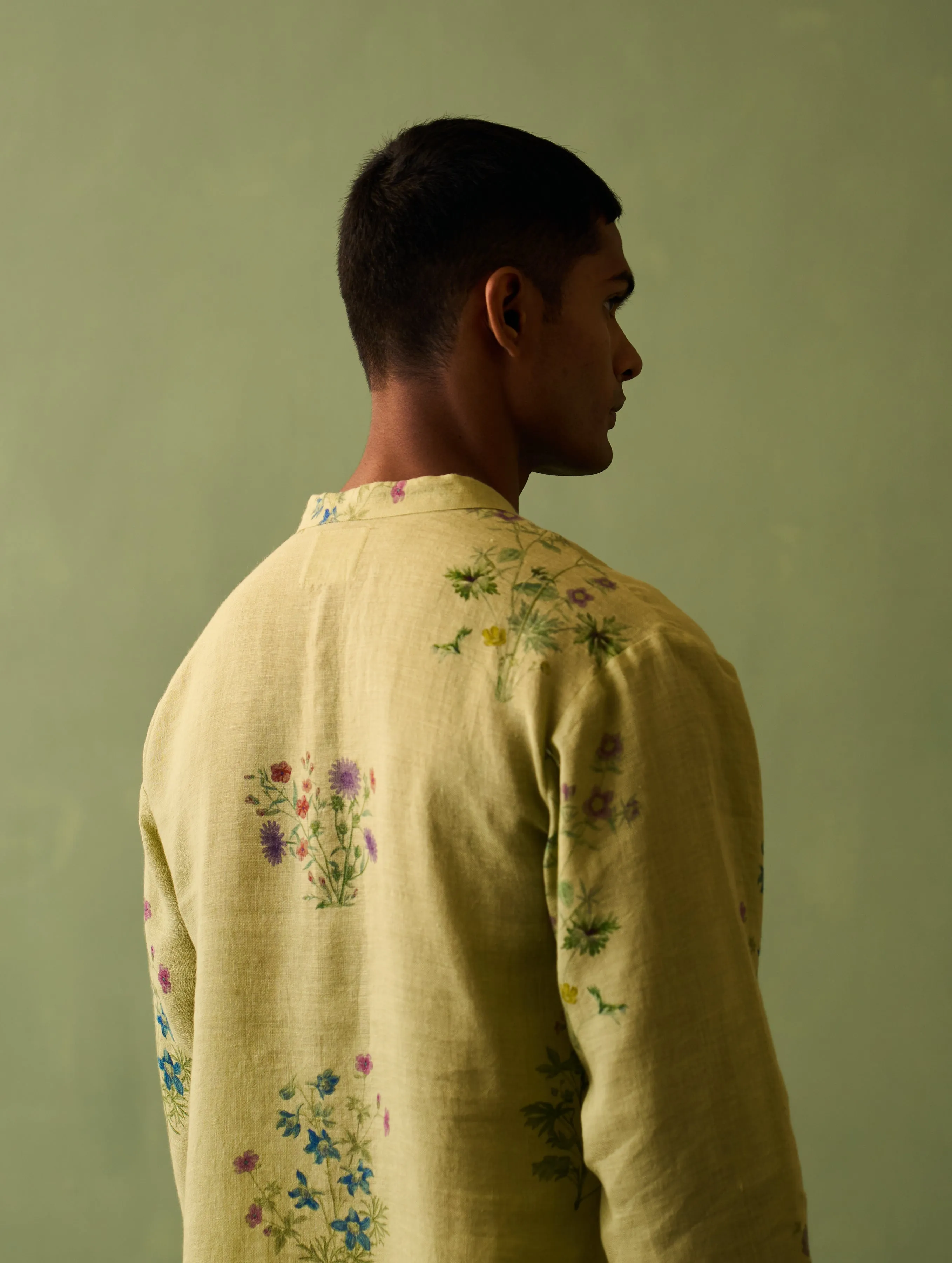 Hachi Botanical Linen Kurta Set - Fern