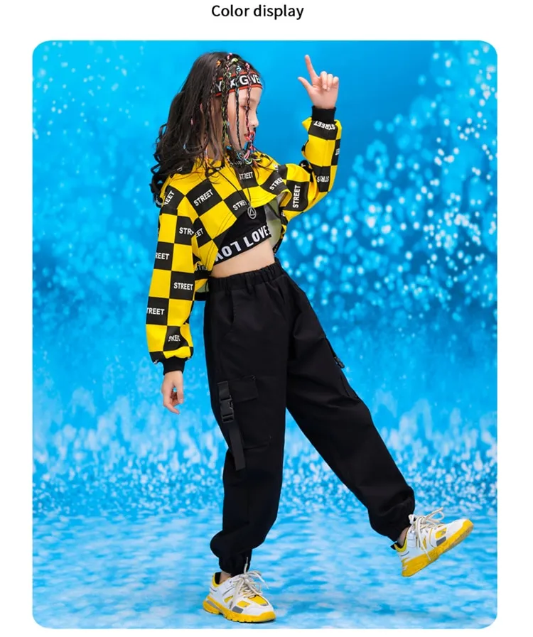 #HH451 Hip Hop Jazz Dance Costume- Crop Hoodie-Pants-Crop Top