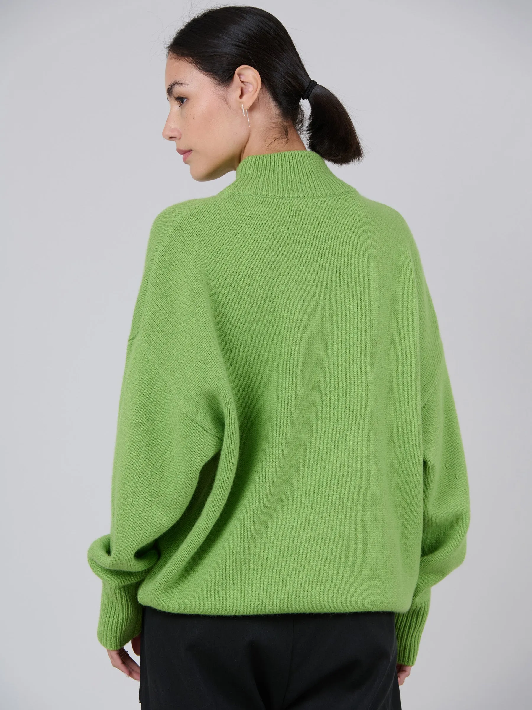 Merino Wool Bamboo Blend Chunky Mock Neck Sweater