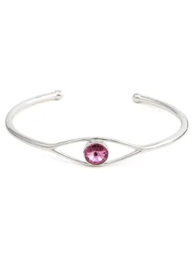 Pink Evil Eye Crystal Cuff