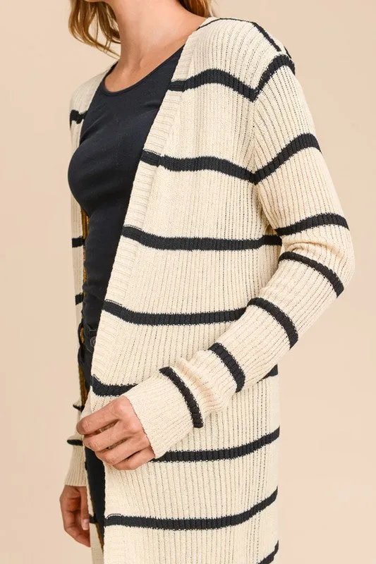 RIBBED UP OPEN CARDIGAN